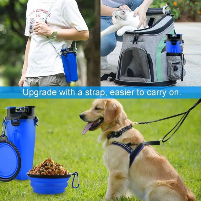 Dog Travel Water Bottle Collapsible Bowls 2 in 1 Pet Food Container with Collapse Bowls Outdoor Portable Water Bowls for Pet Cat - Image 6