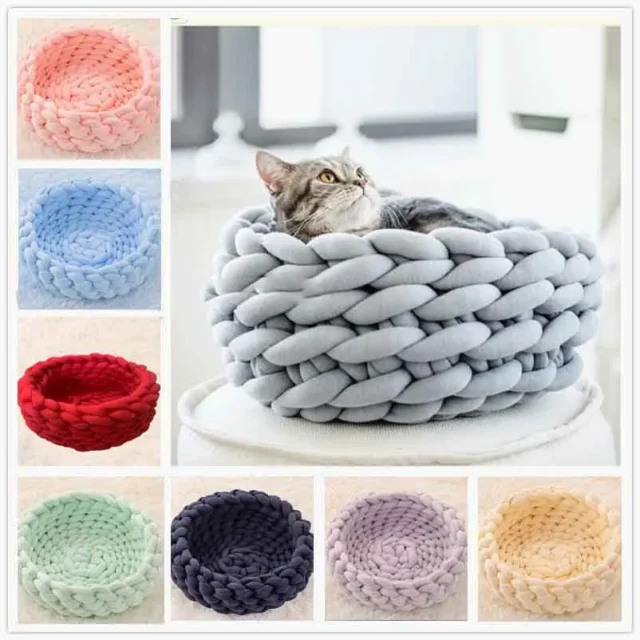 Round Fluffy Sleeping Basket Bed for Pets, Cat House Cushion, Soft Long Plush, Warm Pet Mat, Cute Kennel, Comfortable Touch