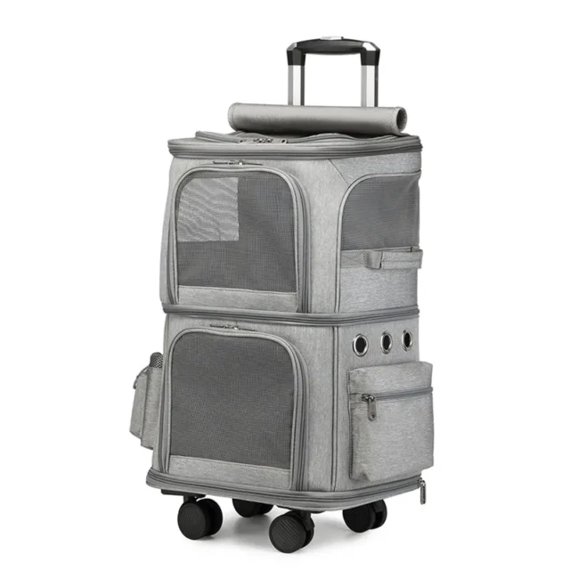 Double-layer Pet Trolley Bag Portable Outdoor Telescopic Pull Rod Case Dog Backpack Cat Carrier - Image 2