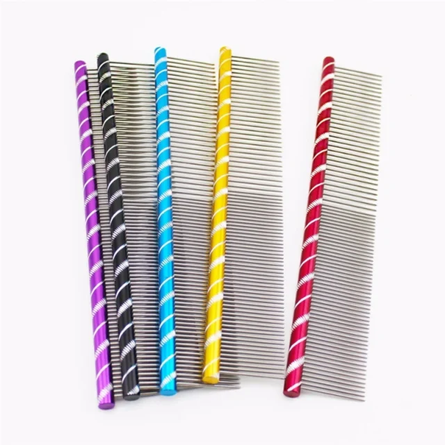 10pcs/lot 19cm/16cm Pet Dog Comb Bright Multi-Colored Stripe Grooming Comb For Shaggy Cat Dogs Barber Grooming Tool - Image 2