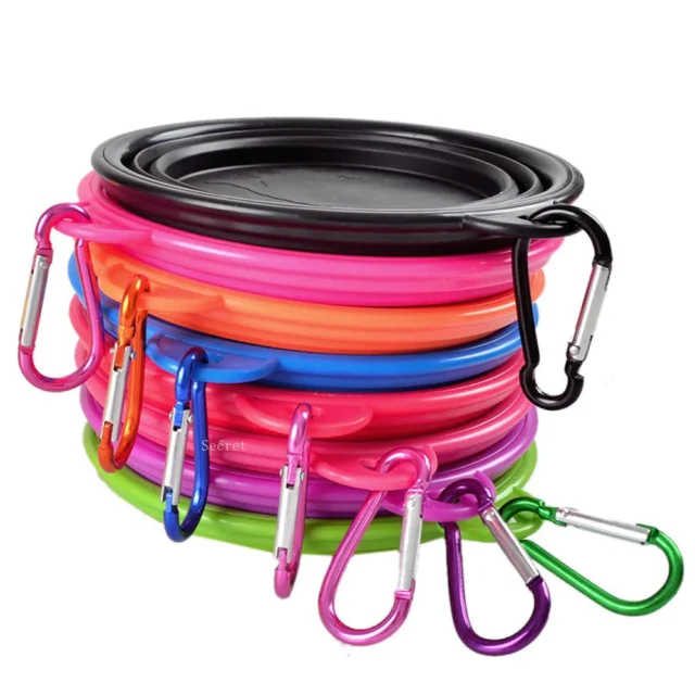 Collapsible Pet Silicone Dog Food Water Bowl Outdoor Camping Travel Portable Folding Pet Supplies Pet Bowl Dishes with Carabiner - Image 3