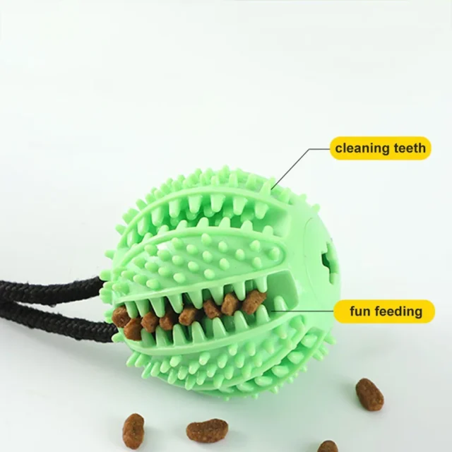 Dog Suction Cup Toy Tug of War Dog Toy Dog Treat Food Dispensing Ball with Rope Aggressive Chewers Pet Puppy Teeth-Cleaning Toys - Image 2