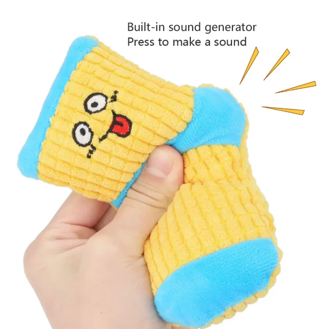 Cute Pet Toy Fun Cute Sock Squeak Bite Molar Fleece Kitten Puppy Chew Cleaning Teeth Sound Soft Plush Dog Cat Toys Pet Supplies - Image 3