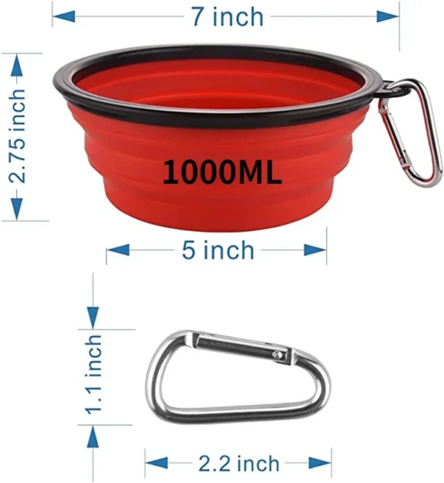 Collapsible Dog Bowls, Portable Foldable Dogs Cats Travel Water Food Bowls with Carabiner Clip for Walking, Traveling,Hiking - Image 3