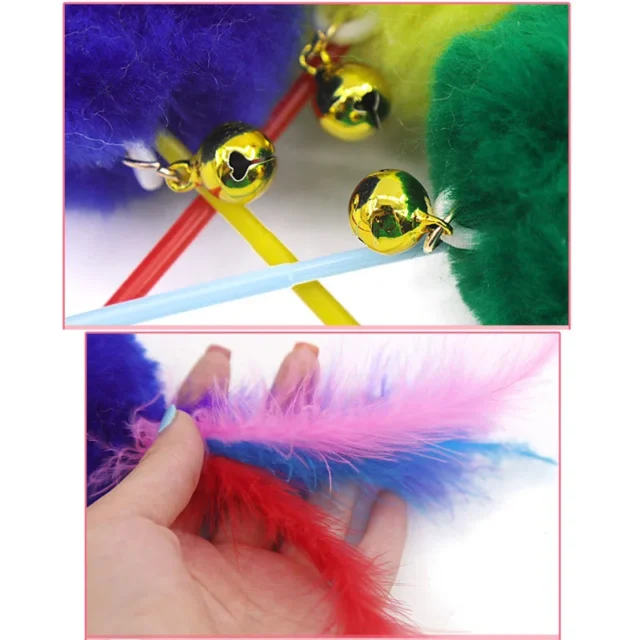 1 Pcs Pet Cat Teaser Feather Plush Plastic Cat Catcher Toy Cat Wand Stick Cat Interactive Toys - Image 4