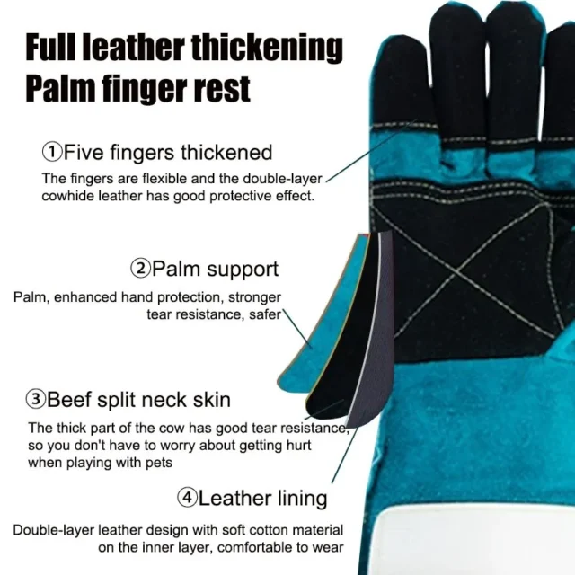 Thick Animal Handling Gloves Durable Scratch/Bite Resistant Protection Gloves Dog Training Cat Scratching Falcon Bathing Welding - Image 2