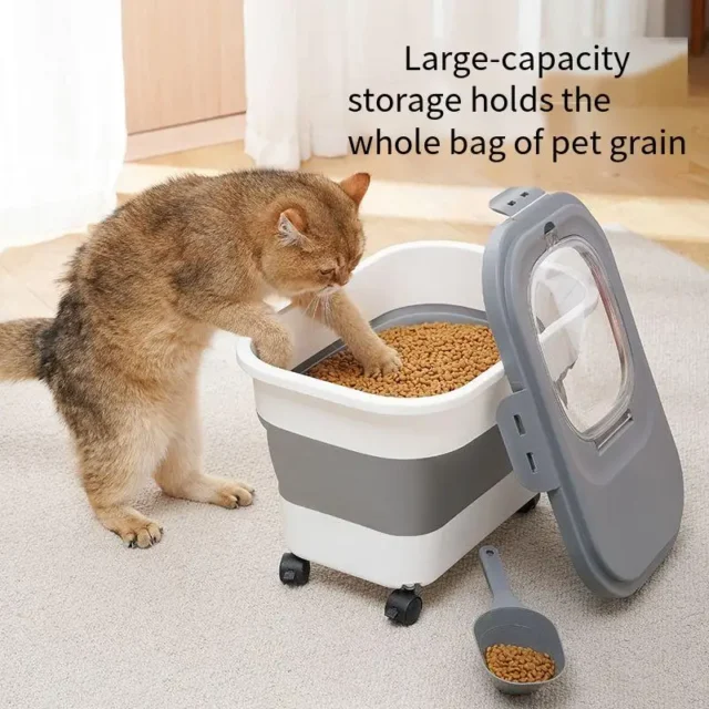 13/33LB Collapsible Cat Dog Food Storage Container Dry Cat Food Box With Lids Airtight Sealing Kitchen Grain Rice Storage Boxes - Image 2