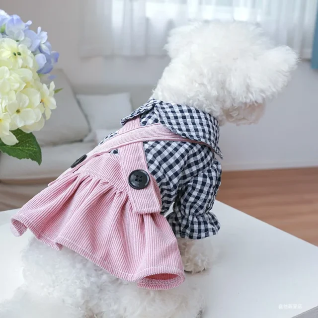 PETCIRCLE Dog Clothes Black Button Plaid Dress For Small Medium Dogs Cat Spring Summer Pet Clothing Dog Costume Supplies Skirt - Image 6