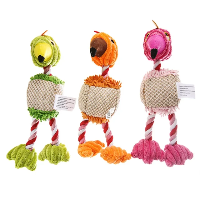 Funny Cute Dog Toys Flamingo Plush Small Large Dogs Squeak Toy Cotton Rope Bite Resistant Puppy Toys Accompany Pets Accessories