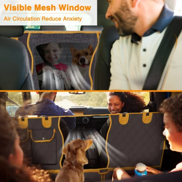 Benepaw Durable Dog Car Seat Covers Visible Mesh Window Waterproof Dog Hammock Side Flap Back Seat Cover Car Truck SUV - Image 2