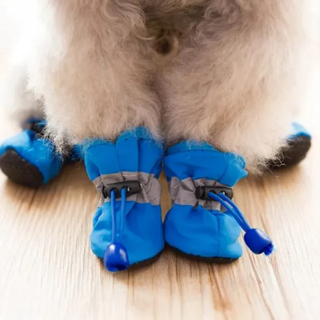 4pcs Waterproof Dog Boots Winter Dog Shoes Anti-Slip Warm Shoes For Dogs Cat Rain Snow Warm Footwear Small Dogs Socks Slippers - Image 2