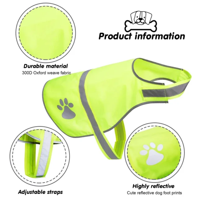 Benepaw Adjustable Dog Reflective Vest Waterproof Fluorescent High Visibility Dog Jacket Help Protect Your Puppy Outdoor - Image 3