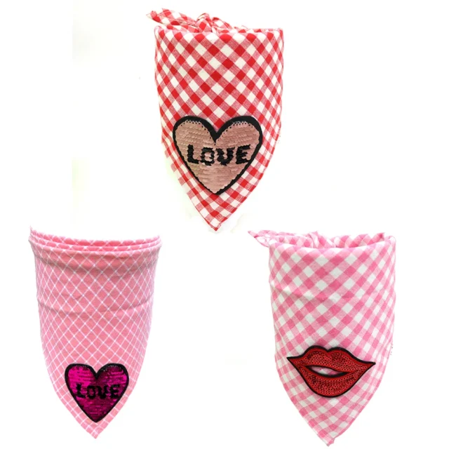 1 Pcs Pet Dog Bandana Valentine's Day Love Heart Design Cat Dog Bandana Scarf Pet Grooming Dog Accessories Dog Bibs - Image 2