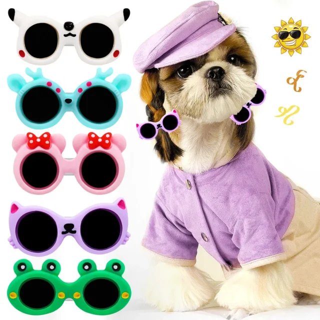 20Pcs Pet Hair Clips Cute Dog Glasses Cute Animals Shape Puppy Hairpin for Small Dogs Products Pets Hair Grooming Accessories