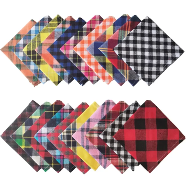 30/50pcs Dog Bandanas 100% Cotton Plaid Collar Pet Cat Dogs Scarves Bowties Neckerchief Dog Accessories Dog Scarf Handkerchief - Image 2