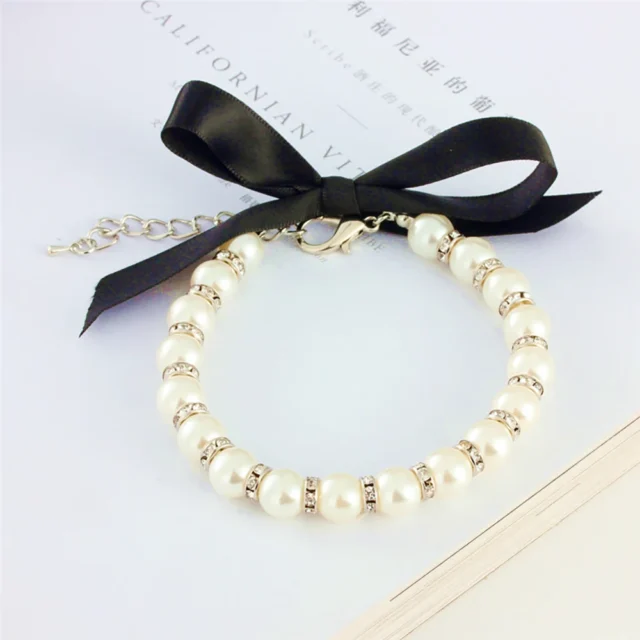 Fashion Pet Cat Dog Pearl Collar Dog Necklace Grooming Dress Up For Cat Dog Jewelry Princess for Small Dog Cat Birthday Supplies - Image 2