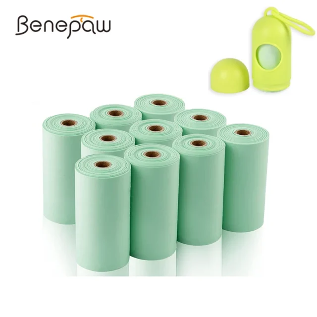 Benepaw Biodegradable Dog Poop Bag with 1 Free Dispenser Durable Eco-Friendly Compostable Leakproof Pet Waste Bags Thickened