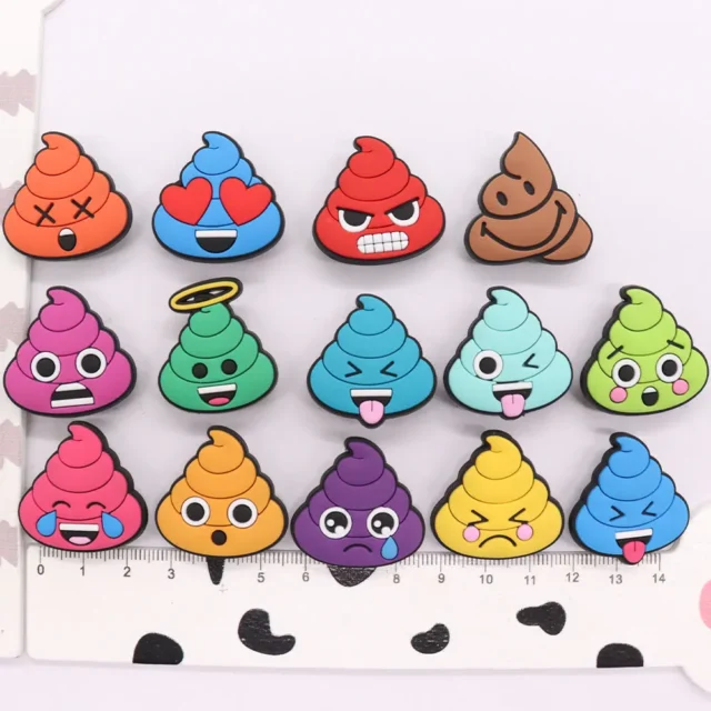 New Arrival 1Pcs PVC Colorful Expressions Poop Shoes Buckle Charms for Kids Funny Decorations Fit Bracelet - Image 2