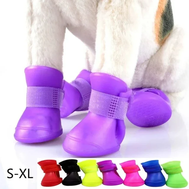 4Pcs Pet WaterProof Rainshoe Anti-slip Rubber Boot For Small Medium Large Dogs Cats Outdoor Shoe Dog Ankle Boots Pet Accessories - Image 6