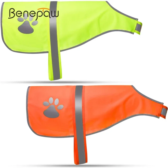 Benepaw Adjustable Dog Reflective Vest Waterproof Fluorescent High Visibility Dog Jacket Help Protect Your Puppy Outdoor