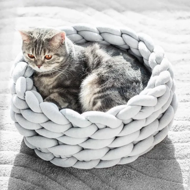 Round Fluffy Sleeping Basket Bed for Pets, Cat House Cushion, Soft Long Plush, Warm Pet Mat, Cute Kennel, Comfortable Touch - Image 6