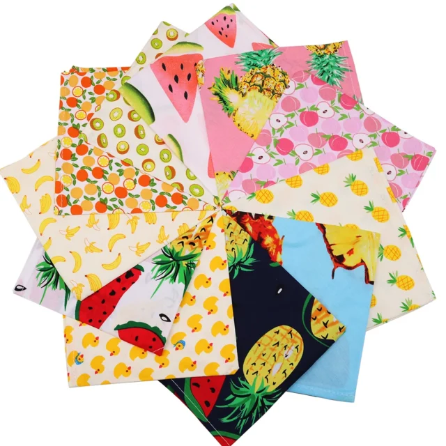 10 Pcs Summer Cotton Bandanas For Dog Fruit Printing Triangle Adjustable Bandanas Scarf Pet Dog Cat Grooming Accessories - Image 3