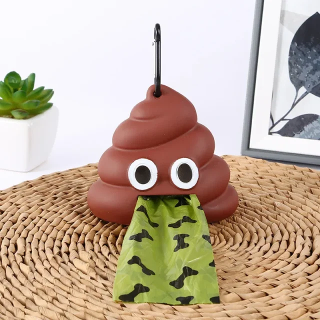 Creative Poop Shaped Pet Poop Waste Bag Dispenser Portable Pet Bin Bag Holder with Clip Pet Dog Leash Outdoor Walking and Travel - Image 3