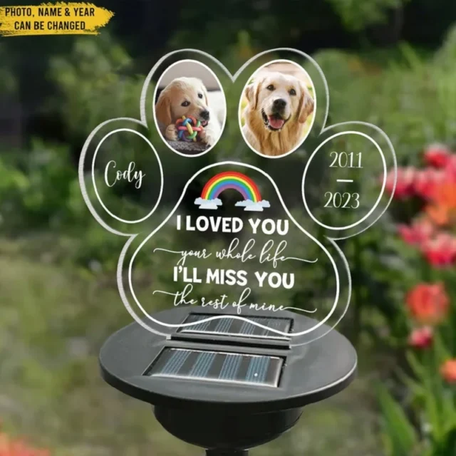 Custom 3D Lamp Pet Memorial Gifts Solar Light Base Custom Photo Night Lights Pet Dog Loss Gifts Cemetery Memorial Gifts Garden - Image 6