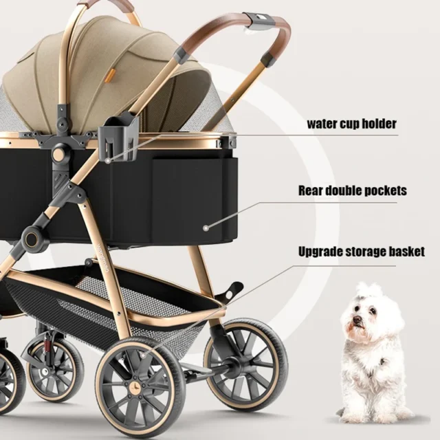 Aluminum Alloy Outdoor Pet Stroller with Wheels for Medium Dogs and Cats, Companion Animal Travel Supplies - Image 2