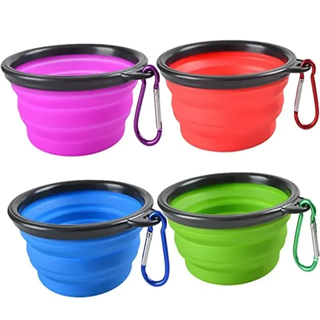 Collapsible Dog Bowls, Portable Foldable Dogs Cats Travel Water Food Bowls with Carabiner Clip for Walking, Traveling,Hiking