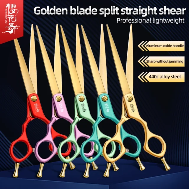 Professional pet grooming scissors 440C material dog grooming scissors Gold Blade Straight Cut Pet Shearing Tools