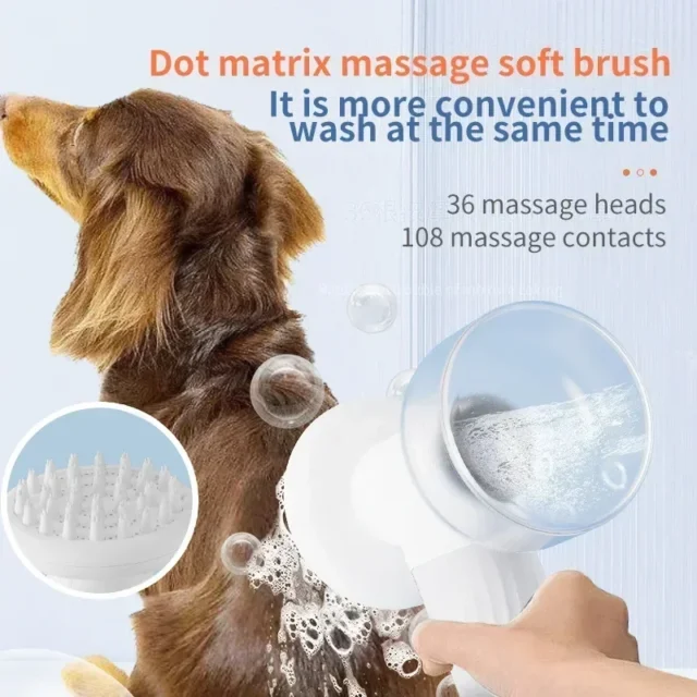 Automatic Pet Bubble Brush Bath Foamer Soothing Massage Dispenser Dog Cat Wireless Electric Shower Brush Bath Grooming Supplies - Image 2