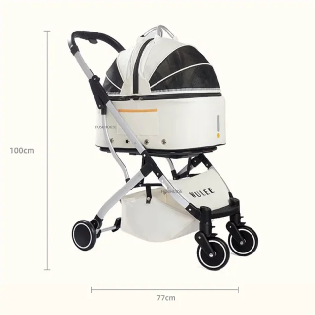 Lightweight Pet Stroller for Small Dogs and Cats Foldable Dog Trolley Cat Carrier Multifunctional Shock Absorbing Pet Strollers - Image 6