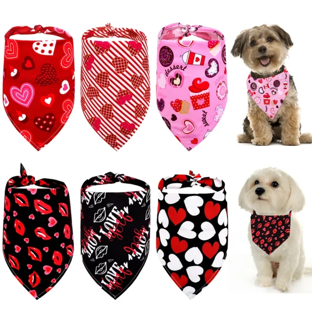 50pcs Valentine's Day Large Dog Bandanas For Dogs Triangular Scarf Small Medium Pet Dogs Saliva Towel Dog Accessories