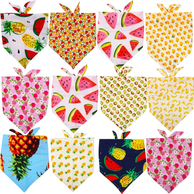 30 Pcs Soft Cotton Bandanas For Dog Summer Fruit Printing Triangle Adjustable Scarf Dog Bandanas Pet Dog Grooming Accessories - Image 2