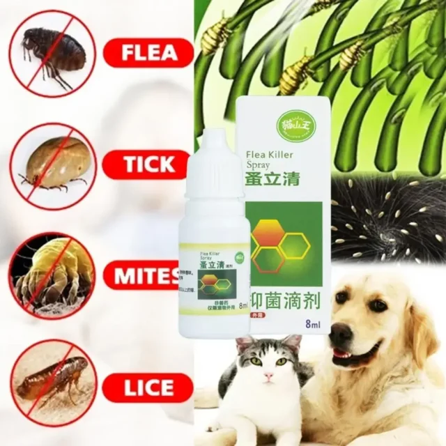 8ML Flea Spray Safe Ingredients Itch Relief Remove Ticks Fleas Universal Pet Dog Anti-flea Mites Ticks Drops Indoor - Image 6