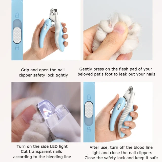 Professional Pet Nail Clippers with Led Light Pet Claw Grooming Scissors for Dogs Cats Small Animals Paw Nail Trimmer Pet Supply - Image 5