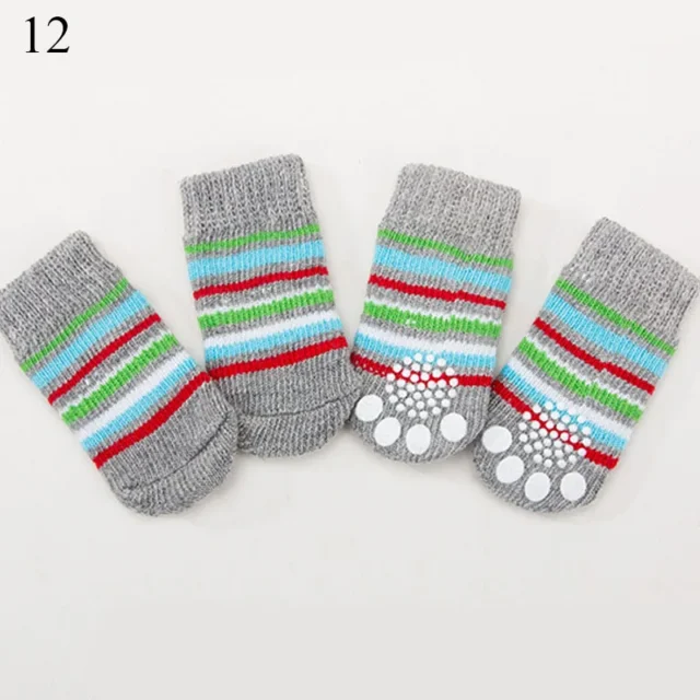 4Pcs Winter Warm Dog Socks Cute Cartoon Anti Slip Skid Pet Shoes Socks Soft Breathable Paw Protector for Small Puppy Cat Dogs - Image 2