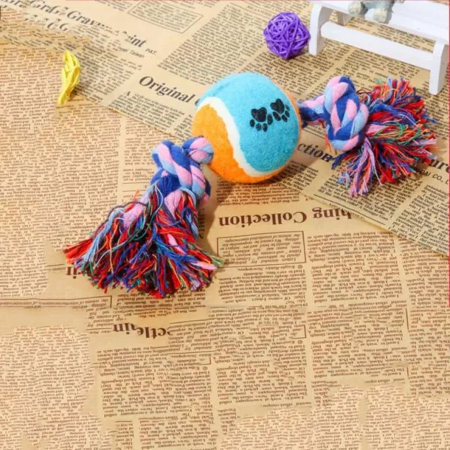 Pet Tooth Cleaning Cat and Dog Toy with Tennis Double Knot Pet Training Toy 1Pcs - Image 4