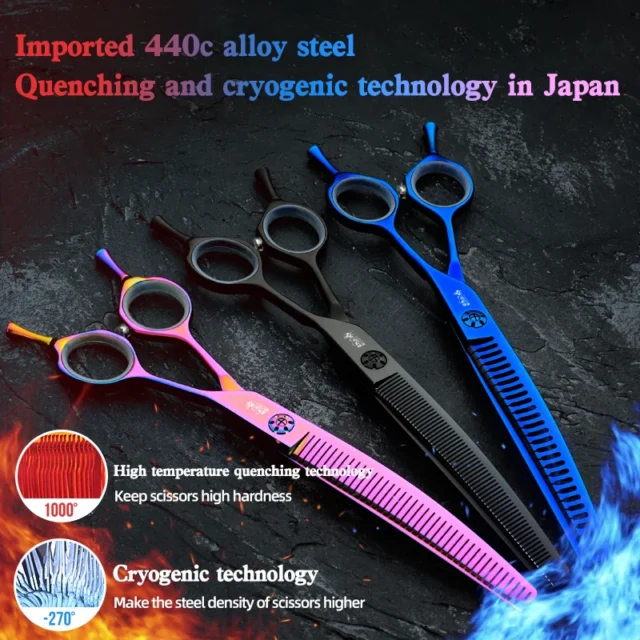 Lorful Curved Blade Fishbone Scissors Tooth Scissors Pengpeng Scissors 7-Inch Thin Shears Pet Shop Special Dog Hair Trimming - Image 6