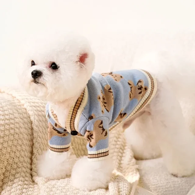 Luxury Dog Clothes Chihuahua Pet Striped Cardigan Sweater Bichon Frise Puppy Kitten Dog Warm Coat Cat Dog Accessories Pet Outfit - Image 2