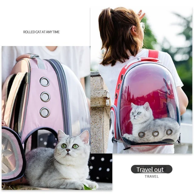 Cat Bag Breathable Portable Cat Bag Travel Portable Cat Transport Backpack Travel Backpack And DogTransparent Space Pet Backpac - Image 3