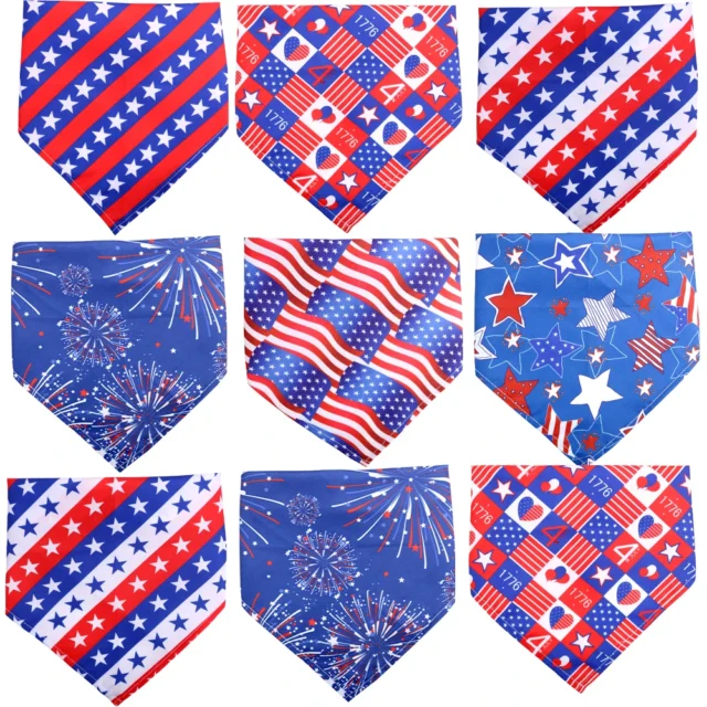 60Pcs American Independence Day Pet Bandanas for Small Dog Pet Cat Scarf Dogs Puppy Bibs Dog Grooming Accessories Pet Supplies