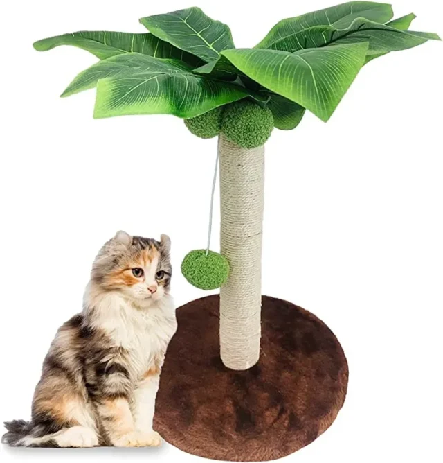 Indoor Home Cute Cat Scratching Board 15 Inch Cat Scratching Board with Drop Ball and Sisal Rope Pet Toy Supplies Ornament