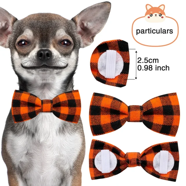 10PS Dog Bow Tie Cotton Plaid Samll Dog Cat Bowties Collar Bows Dogs Collar Accessories Pets Grooming Accessories For Small Dogs - Image 6