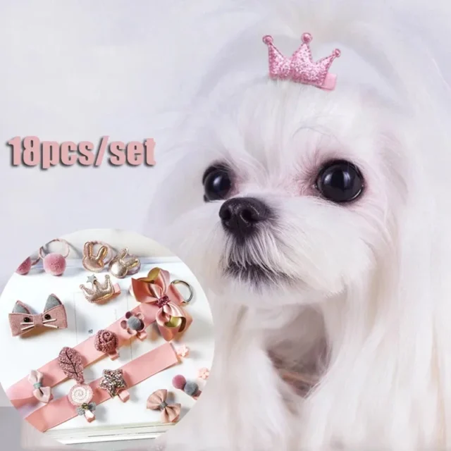 18pcs/set Cute Small Dogs Bows Hairpin Pet Hair Accessories for Small Dogs Cat Party Wedding Grooming Accessories