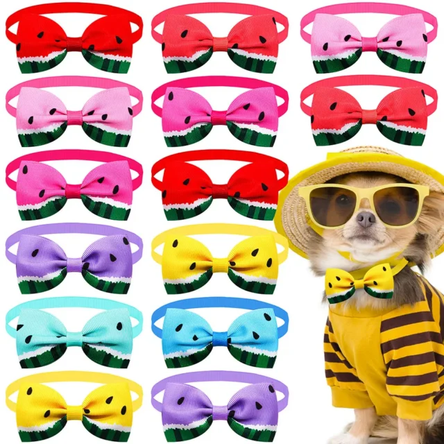 30PCS Summer Pet Bowties Dog Fruits Bow Ties Collar for Small Dog Cat Bowties Colorful Dogs Puppy Bows Pet Grooming Accessores