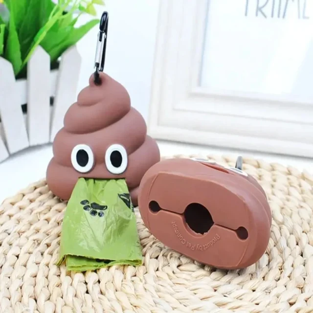 creative poop shaped pet poop waste bag dispenser portable pet bin bag holder with clip pet dog leash outdoor walking and travel - Image 4