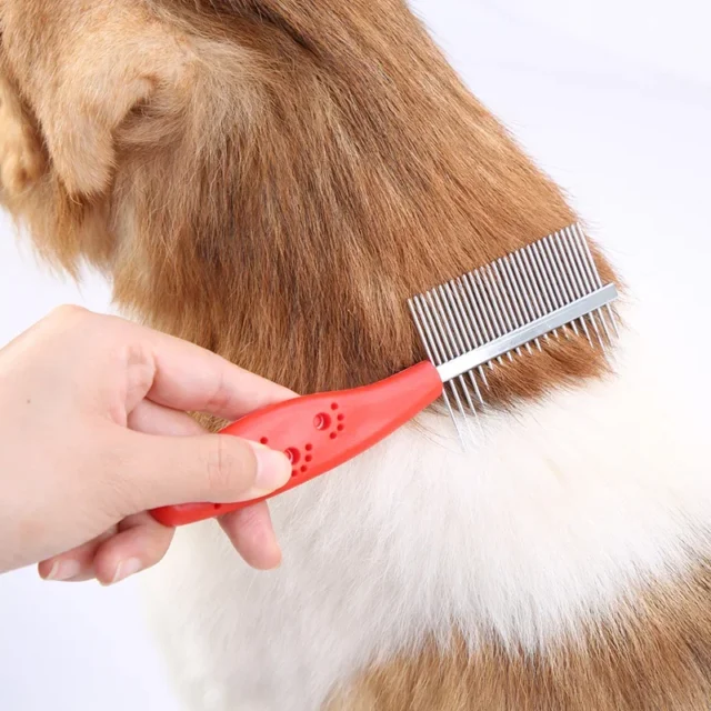 Two-sided Dog Comb Hair Removal Brush Flea Comb Cats Pet Supplies Grooming Fine-toothed Pet Comb Cleaning Tool Dogs Lice Brush - Image 2