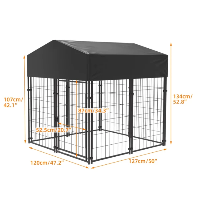 Large Dog Kennel Outdoor Dogs Welded Wire Kennels and Runs Crates for Yard with Stakes Water Proof Cover Canopy - Image 5